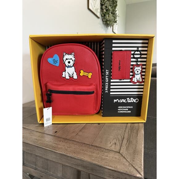 Marc Tetro Westie Dog Backpack Keychain Cardholder 3 Pc Gift Box Set NEW! - Picture 1 of 9